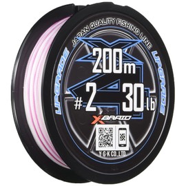 X-Braid Upgraded X4 200m No. 2 30 lb, Orchid White 3.3 ft (1 m) per 5.9 ft (15 cm), Urgeso Pink Mark
