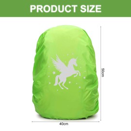 Capaneus Unicorn Rain Cover School Bag, Step by Step Rain Cover, Reflective Backpack Cover, Rain Cover, School Bag Cover with Unicorn for Boys Girls Beginners to School (Green)
