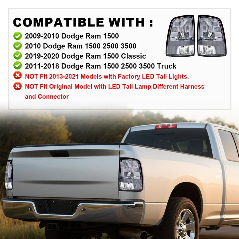 PIT66 Smoke Tail Lights,Compatible with 2009-2018 Dodge Ram 1500/Fit 2010-2018