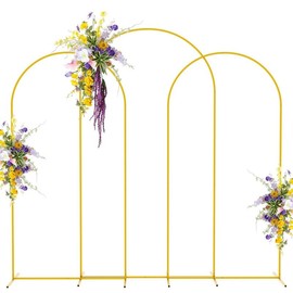 Metaling Arched Background Arch Stand, 1 Count Wedding Arched Frame, Party Decoration Supplies for Birthday Wedding Baby Shower - Color: Golden, Size: 6FT
