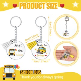 Misdary 24 Pcs Best Bus Driver School Bus Driver Appreciation Gifts Bulk School Bus Driver Acrylic Keychain Christmas Gift with Tassels for Women Men Retirement Gifts