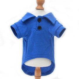 lovelonglong Basic Dog Polo Shirts Premium Cotton, Polo T-Shirts for Large Medium Small Dogs with a Two-Button Collar Blank Color Blue S