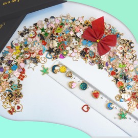 DIY Jewellery Making Earring Charm: 300pcs Bulk Metal Small Gold Plated Pendant Set Craft Cute Christmas Birthday Accessory Mini jewelry Bead Art Decoration Necklace Bracelet Bag Keyring for Girl