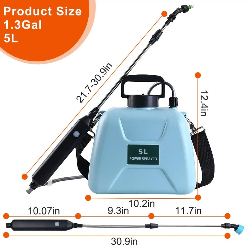 1.3Gallon Electric Plant Sprayer Telescopic Garden Handheld Sprayer 3 Spray