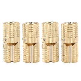 Nikou 4 Pieces/Package Brass Hidden Barrel Hinge Invisible Concealed Copper Hinge Furniture Hinges for DIY Wooden Door Gift Boxes Jewellery Box Hand Craft Gold, 180° Opening Angle