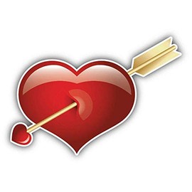 JJH Inc Magnet Arrow Heart Valentines Day Flexible Vinyl Magnet Waterproof Car Magnetic Bumper Sticker 5"