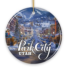Culturally Artistic Park City Ceramic Ornament, Utah Picturesque Mountain Town Christmas Souvenir (Version 1)