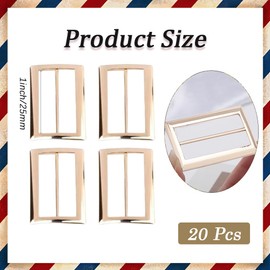 CABODYALS 20Pcs 1 Inch Metal Slide Buckle Flat Gold Alloy TriGlide Sliders Keeper Buttons Rectangle Adjustable Webbing Slider Buckles Fasteners for Purse Bag Strap Backpack Making Hardware Accessories