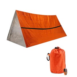 FuoooooGui Outdoor Emergency Tent, Emergency Tent, Simple Tent, Lightweight, Waterproof, Foldable, 2 Person Survival Rescue Aluminum Blanket, For Camping, Disaster Prevention, Emergencies, Cold