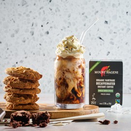 Mount Hagen 25 Count Single Serve Instant Decaf Coffee Packets - 2 Pack | Decaffeinated Organic Medium Roast Arabica Beans | Eco-friendly, Fair-Trade [2 x 25 sticks/1.76oz/50g]