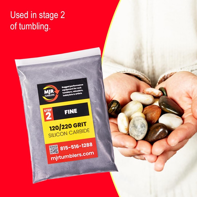 1lb of MJR Tumblers Premium 120/220 Fine Silicon Carbide Rock