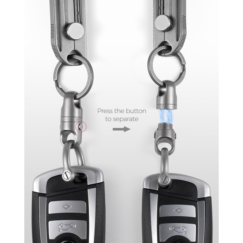 TISUR Titanium Key Ring, Stylish, Car Smart Key, 360° Rotating