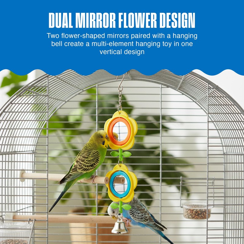 Penn-Plax Bird Life Two Flower Mirror with Bell - Interactive