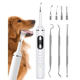 Nature Nerds Plaque Remover for Teeth, Pet Tooth Brushing Kit, Dental Tools to Remove Plaque and Tartar, Safe for Dog and Cat, with LED Light, White