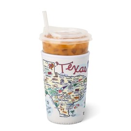 Swig Life Medium Iced Cup Coolie, Standard 22oz Iced Coffee Cup Insulator Sleeve with Handle, Neoprene Insulated Coolie Keeps Drinks Cold (Texas)