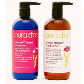 Pura D'or Intense Therapy Shampoo & Conditioner Set Damaged Hair 16 fl oz