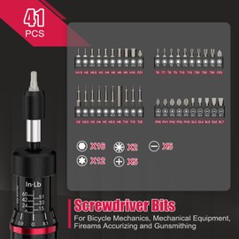 ALAIAL 1/4" Torque Screwdriver Set, 6-60 Inch Pound lbs Torque Wrench Screwdriver, Torque Screwdriver Wrench Driver Bits Tool for Bike, Scope Mounting & Device Assembly