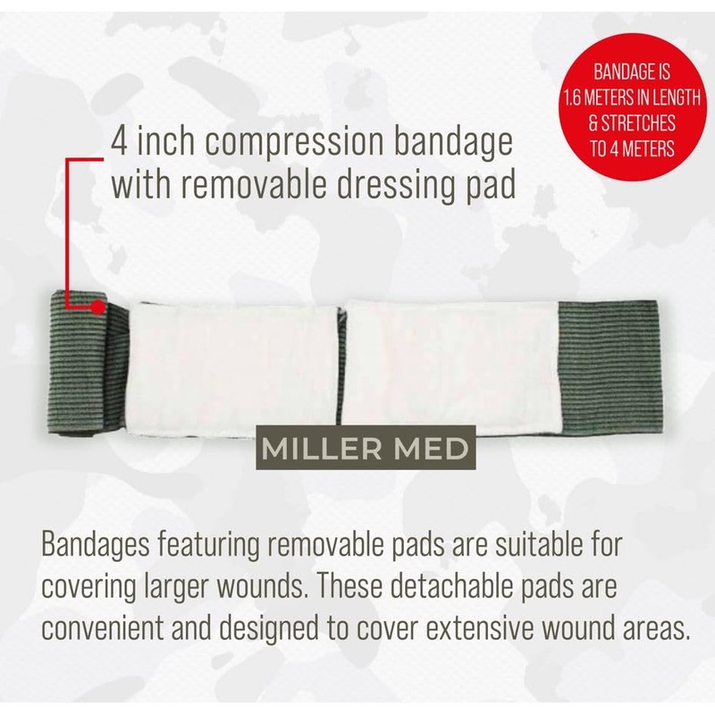 MillerMed Israeli Compression Bandage Vacuum Sealed to Effectively Stop/Reduce Blood