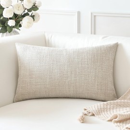 Artscope Linen Cushion Covers Set of 1 Decorative Lumbar Pillowcase Pillow Cover 12x20 Inch for Home Decor Sofa Bedroom Car 30x50cm Beige