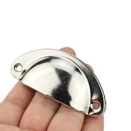 10× Pull Handles for Drawers Silver Color Semi Circle Pull Handle Cup Handles for Chest Drawers Kitchen Door Retro Metal Pull Handles Shell Handles Cupboard Knobs Vintage Furniture Knobs with Screws