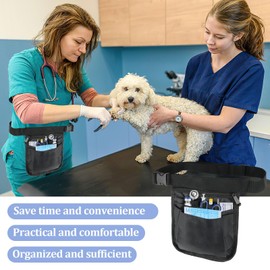 Nurse Bag, Belt Bag Tool with Multiple Compartments, Waist Bag, Belt Bag, Work with Adjustable Belt, Nurse Bags, Ideal for Nurses, Dentists, Veterinarians, black, nurse bag