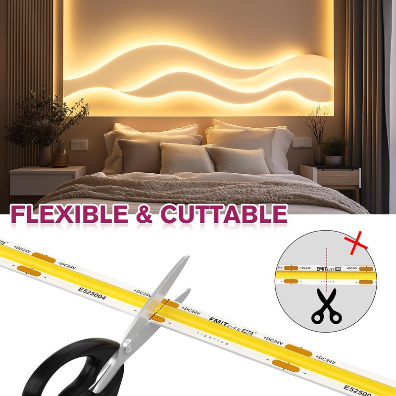 EMITEVER COB LED Strip Lights Warm White, 3000K Tape Light