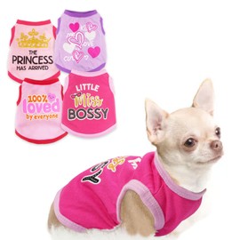 Puppy Clothes for Small Dogs Girl 4 Pieces Girl Dog Clothes Cute Soft Dog Shirts Female Doggie Shirts Pet Clothing (Medium)