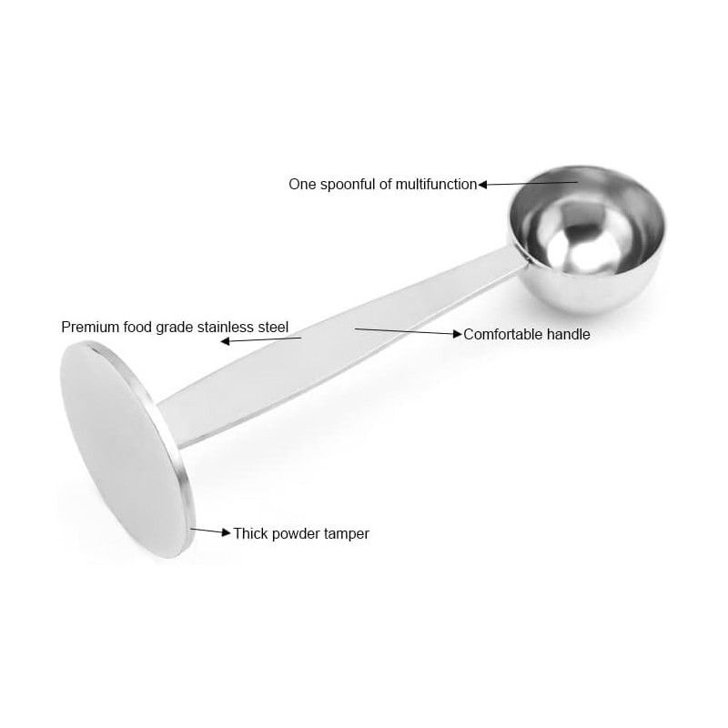 Silver Coffee Scoop Portable Stainless Steel Stand 2 In 1