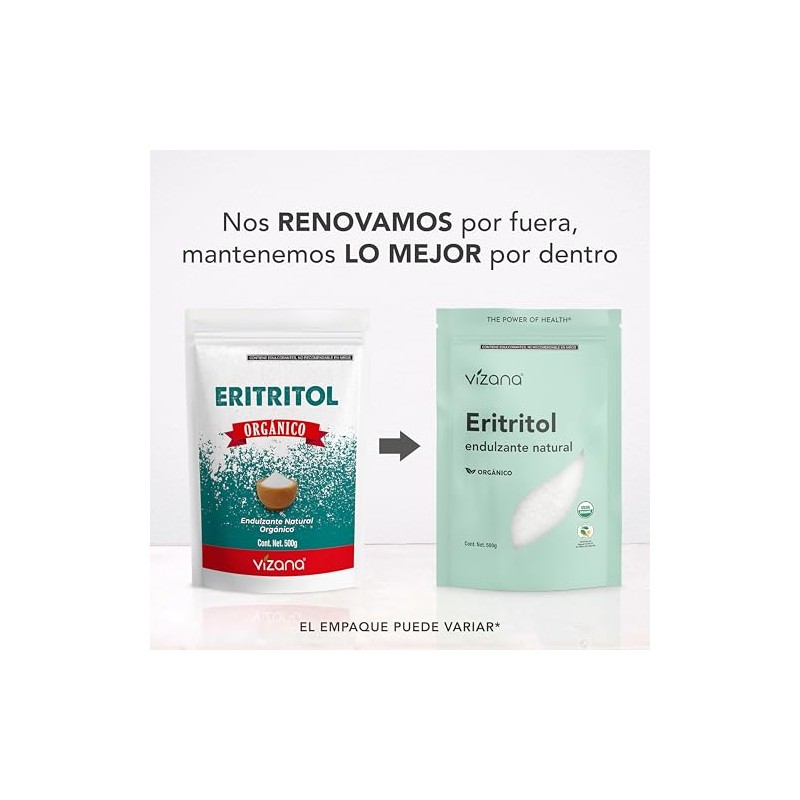 VIZANA NUTRITION | Eritritol Endulzante Orgánico USDA 1000g por pack