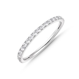 Gelbesty Size 6 Pinky Silver Wedding Band Rings for Women, Non Tarnish Cubic Zirconia Eternity Promise Engagement Rings for Her, Silver Stackable Band