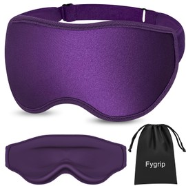 Fygrip 3D Eye Mask Sleep Mask for Men & Women, 100% Pressure-Free & Light Block-Out Eye Mask for Sleep with Easy Adjustable Strap, Night Eye Cover for Travel, Purple
