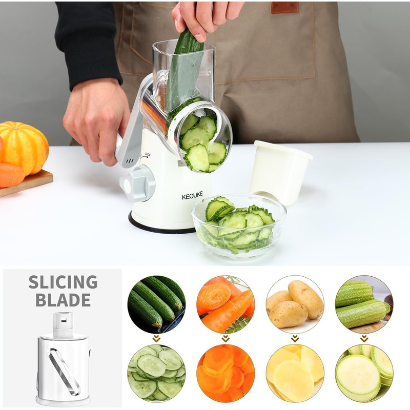 Cambom Rotary Cheese Grater Hand Crank Cheese Shredder for Fresh
