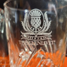 THE GLENLIVET GLENLIVET Scotch Whisky 1824 THISTLE Rocks Glasses FRANCE RASTAL Set of 2