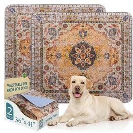 Homimp Washable Pee Pads for Dogs, 2 Pack Reusable Puppy Pads Waterproof, Absorbent and Leakproof Dog Pee Pads, Non Slip Puppy Training Pads, Pet Mat for Floor,Crate,Couch,Whelping,Khaki, 36"x41"