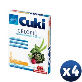 Cuki 0 Cuki Gelopiù Freezer Bags, 7 Layers, Maxi, Small, 18 x 28 cm, 1.5 L, 4 Packs of 60 - 650 g