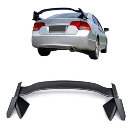 IKON MOTORSPORTS, Trunk Spoiler Compatible with 2006-2011 Honda Civic Sedan 4-Door, Type R Style Matte Black ABS Plastic Rear Trunk Lid Spoiler Wing Lip