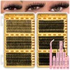 QUEWEL 580PCS Lash Clusters Kit 30D+40D+50D+60D+80D+100D Lashes Clusters Kit 10-18mm