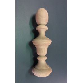 10” Tall x 2.5" Wide Wood Finial. Choice: Cherry-Mahogany-Hard Maple-Red Oak-Walnut-#22 (Mahogany)