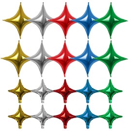 YSJCHEBS Pack of 20 Four Pointed Star Balloons, Foil Balloons, Party Decoration Balloons, Shiny Balloons, Party Scene Decoration