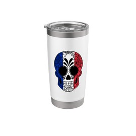France Flag Gift Sugar Skull French Stainless Steel Insulated Tumbler