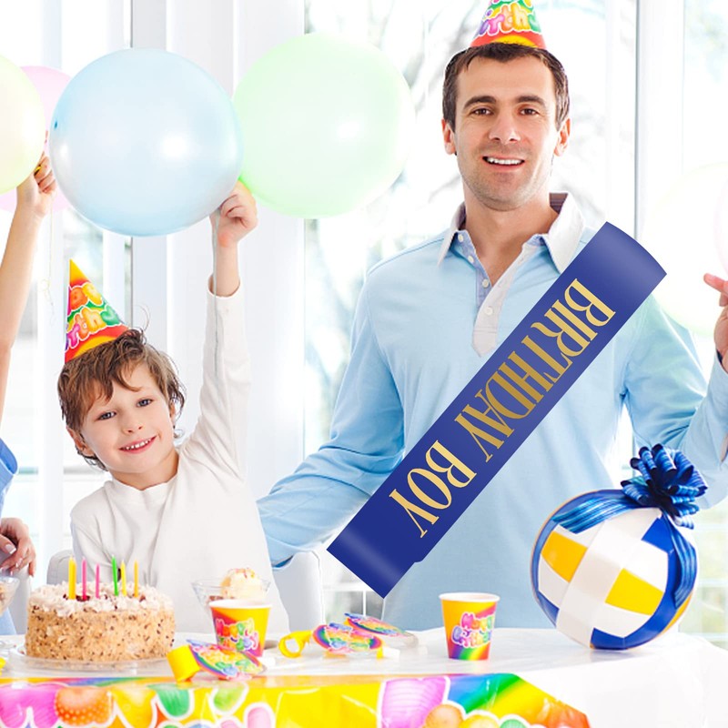 Birthday Boy Sash Badge, Satin Sash and Blue Birthday Boy