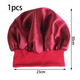 Silk Bonnet, Silk Bonnet, Satin Hair Cap, Bonnet, Sleeping Cap, Night Cap, Sleeping, Breathable Headgear for Curly Hair, Sleep Cap, Silk Head Cap, Red, Pack of 1