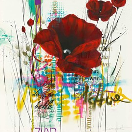 International Graphics - Finished Picture - Isabelle, Zacher-Finet - ''Pavot abstrait - next Level II''- 30 x 30 cm - Direct printing on acrylic glass