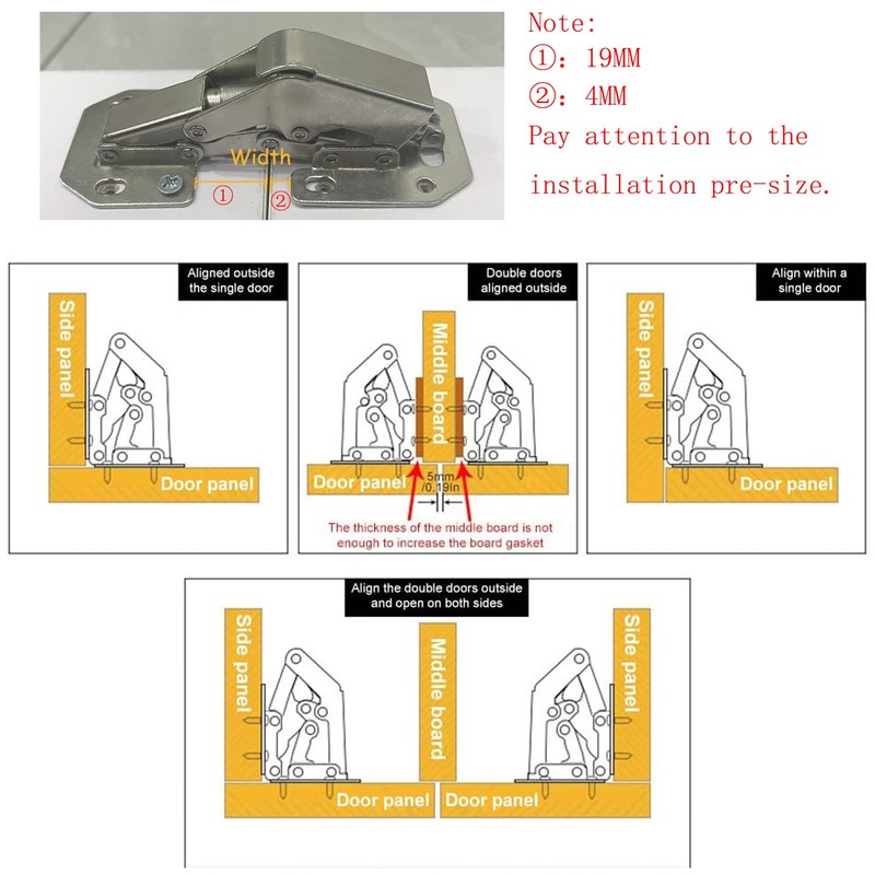 4 Pcs Soft Close Damping Hinges ，Hidden Cabinet Hinges with