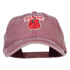 e4Hats.com Boxing Gloves Patched Washed Cap - Maroon OSFM
