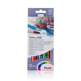 Pentel Arts Lápices de Colores Acuarelables, Mina Gruesa, Estuche con 12 Piezas, CB9-12-EST