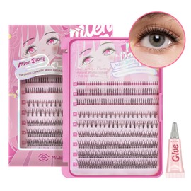 MLEN DIARY Manga Individual Lashes 296 Clusters Lashes 9-13mm Individual Lashes Natural Look DIY Eyelash Extension Kit with Glue