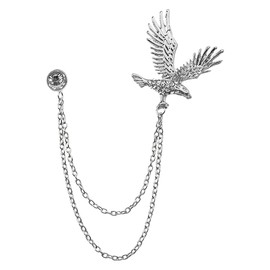 Decorative Eagle Collar Pin Brooch for Men Suits Lapel Pin Chain Tassel Rhinestone Brooch with Chain Crystal Coat Hat Sweater Tie Pin Brooches Accessories for Men Christmas Anniversary Vday Gifts
