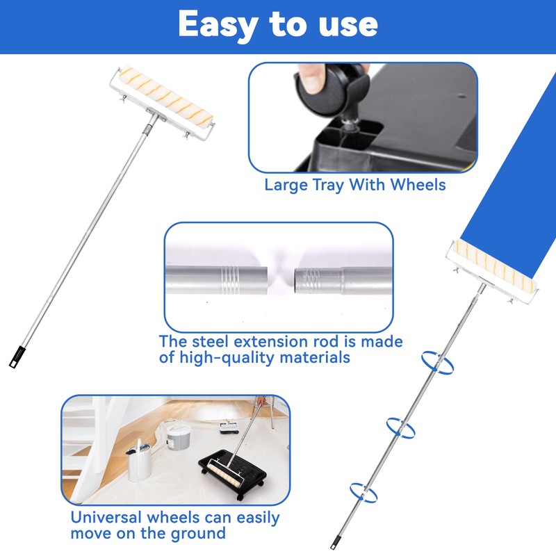 12 Pcs 18 Inch Paint Roller Kit,12-18" Adjustable Roller Frame,Large