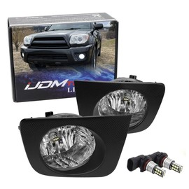 iJDMTOY OEM-Spec Clear Lens Fog Light Kit with 15-SMD Super Bright Xenon White LED Replacement Bulbs, Relay Wiring On/Off Switch, Compatible with Toyota 2006-2009 4Runner